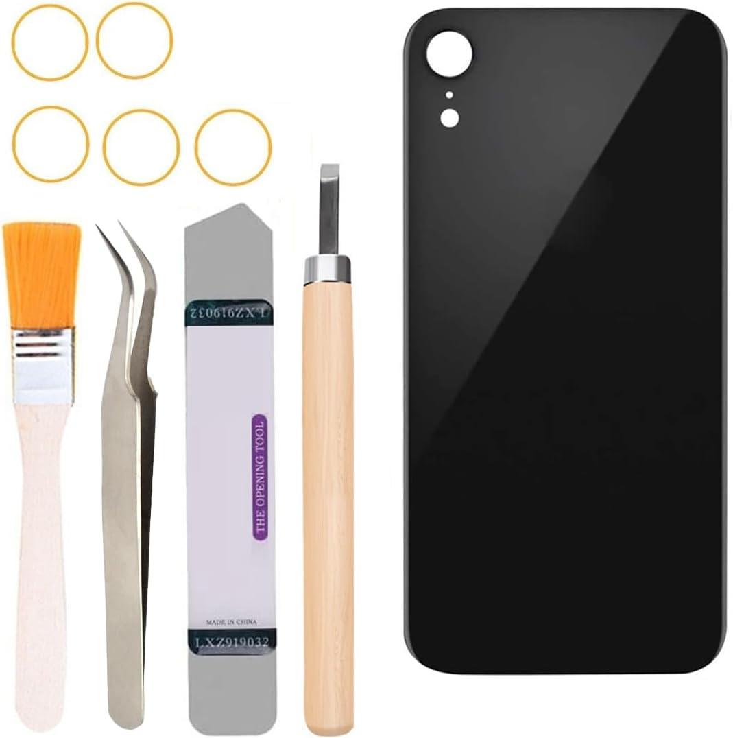 Yuntunele Back Covers Glass Replacement Compatible with iPhone XR 6.1 inches All Carriers with Professional Tool Set (Black)