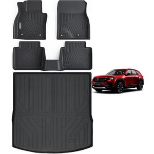 Floor Mats for Mazda CX50 2023 2024 2025 (Non Hybrid) & Trunk Mat,TPE All Weather Protection 1st & 2nd Row Car Floor Liners Front & Cargo Liners Accessories for Mazda CX-50-Black