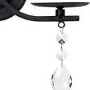 Black Candle Sconces,Wall Mount Candle Holder,Dual arm Design Metal Sconces with Crystal Ornament for Home Decor-Set of 2.