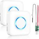 Wireless Doorbell Extender with Receiver Connects to Existing Hardwired Doorbell into Wireless Door Bell with 656 FT Range, 58 Chimes and 5 Volume Levels for Garage/Basement (1 Extender 2 Receiver (White)