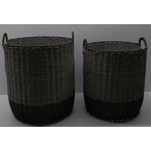 Set of 2 Round PP Woven Storage Basket