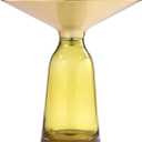 Benjara Len 21 Inch Side End Table, Blown Glass Bell Base, Funnel Steel, Gold and Yellow
