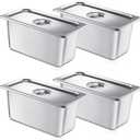 Mifoci 4 Pack Stainless Steam Hotel Pan with Lid, 1/3 Size x 6 Inch Deep Table Steam Pan Restaurant Supplies Reusable Anti Rust Catering Storage for Home, Party, Restaurant, Hotel, Buffet