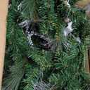 9FT Christmas Garland with Light,Pre-Lit Lush Branch Tips/Silver Flowers/Pine Cone,Christmas Garland for Mantle Fireplace Stairs Front Door, Outdoor Holiday Decoration (with Remote Control) Silver