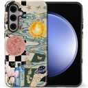 Case for Samsung Galaxy S25 Plus,Hybrid Heavy Duty 2 in 1 Full Body Rugged Shockproof Protection Glossy Case for Samsung Galaxy S25 Plus - Aesthetic Collage Moon and Sun