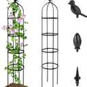 1 Pack Garden Obelisk Trellis for Climbing Plants Outdoor, 6FT Adjustable Metal Plant Support with 3 Decorative Tops, Black Rustproof Trellis for Roses, Tomatoes, Clematis & Vines