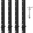 SALUINOKI 4 Pack 48" C Channel Pipe Stake for Flatbed Trailer Hauler Adjustable Bolt-On Anti-Loss, 48 inch Flatbed Trailer Stake Pocket D Ring, 4ft Trailer Stake Side Rail Black