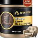 Leather Recoloring Balm, 12oz Large Size Leather Dye, Color Restorer, Scratch Repair, Furniture & Couch Restorer Kit, Repair Kit for Furniture(Beige) (12OZ without Oil)