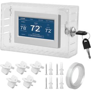 Universal Thermostat Lock Box Cover with Key, LargeThermostat Cover with Lock for Thermostat on Wall, Thermostat Guard, Thermostat Cover(Clear, Size:7.3 * 4.7 * 2.2inch)