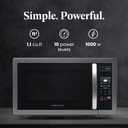 Farberware 1.1 Cu. Ft. Countertop Microwave Oven 1000 Watts Power, Auto Cook Settings, Defrost, Easy Clean and Child Safety Lock - Stainless