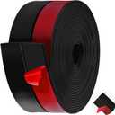 MYFAMIREA Door Weather Stripping 2IN (W) x 20FT (L) Door Draft Stopper Seal Tape Silicone Seal Strip Self Adhesive Shower Sweep Insulation Tape Side Bottom Strip for Sliding Glass Window Gap, Black