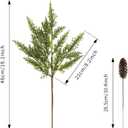 2 x SPWOLFRT 8pcs Artificial Pine Branches with Pinecone Pick Set - 17.5'' Christmas Foliage Stems Faux Greenery Twigs Fake Cedar Picks for Vave DIY Crafts Xmas Indoor Outdoor Home Decor (8, Cedar)