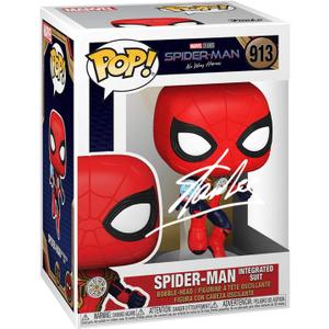 Stan Lee Spiderman Integrated Suit #913 Facsimile Signed Reprint Laser Autographed Funko POP! Movies Marvel No Way Home Figurine with Protector Case
