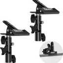 EMART Photography Reflector Holder, Photo Video Studio 5/8" Heavy Duty Metal Clamp Attachment, Light Stand Clip Mount with Umbrella Hole for Backdrop, Diffuser, Lighting -2 Pack