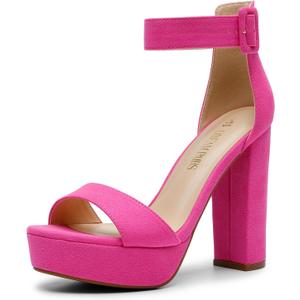 DREAM PAIRS Women's Platform Heel Sandals, Open Toe Ankle Strap Heel Fashion Wedding Party Dress Sandals Shoes (6, Hot Pink-suede)