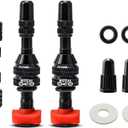 MUQZI Tubeless Presta Valve Stem Kits - No Leak Bike tubeless Valve Stems with Integrated Valve Core Remover Tool and Alloy Presta Valve Stem Caps for Bicycle, Black(40mm)