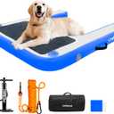 Inflatable Dock Platform for Dog, Large Dog Float Floating Ladder Up to 200 lbs Dogs Water Ramp, Non-Slip PVC with Boat Ramp for Pool, Dock, & Lake