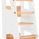 OCODILE Toddler Standing Tower - Adjustable Height Toddler Kitchen Stool Helper - Ideal Kids Kitchen Step Stool for Learning New Skills - Extra Secure with Safety Feet - White