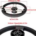 Stainless Steel Steering Wheel,13.5'' Anti-Slip PU Foam Cover Steering Wheel with Power Grip Knob, Marine Steering System with Aluminum Mounting Base for Boats, Yachts, Pontoon Boats and More