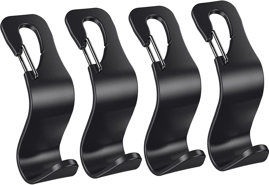 2 x 4 Pack Car Back Seat Headrest Hook Hanger for Purse Grocery Bag Handbag Hat, Purse Hook for Car with Clip