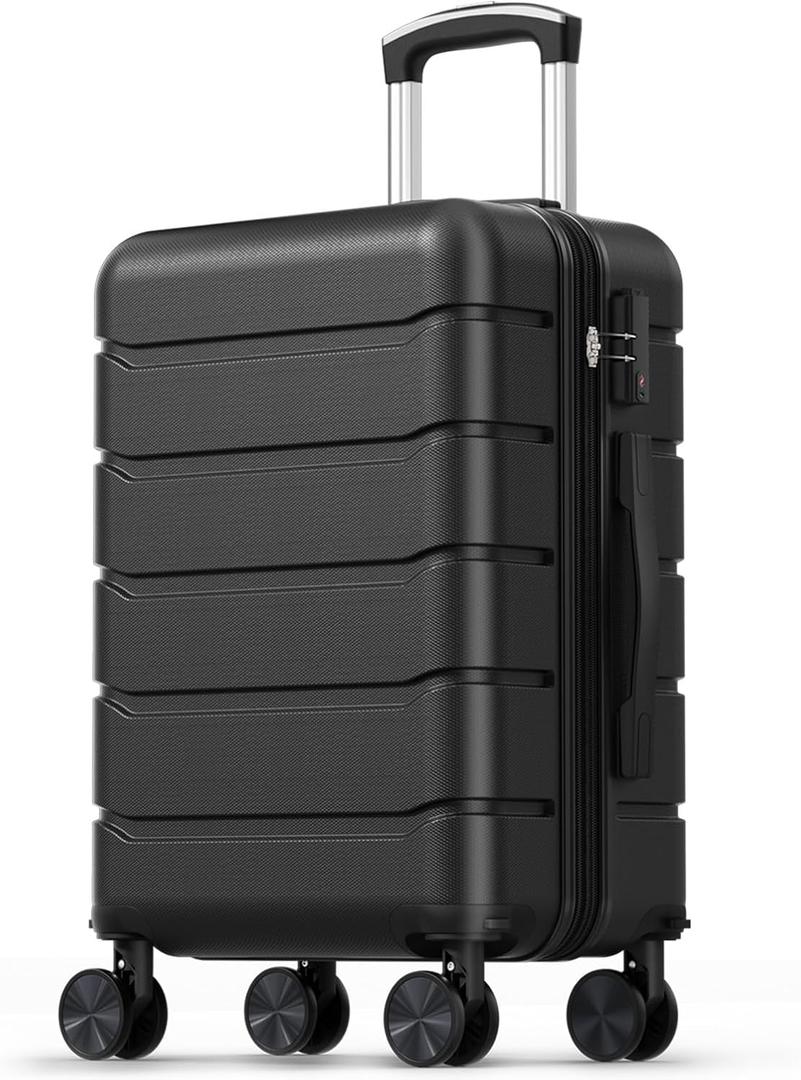 Sweetcrispy 20 Inch Carry on Luggage, Hard Shell Suitcase, Black
Hard Shell ABS, Double Spinner Detachable Wheels, Lightweight Expandable, Rolling Suit Case, TSA Lock
