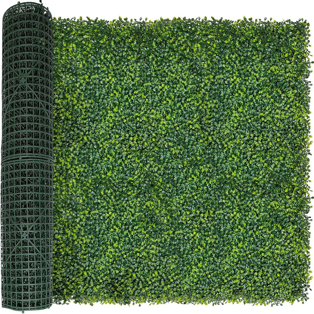 Artificial Boxwood Roll Panels: 40 X 120 In (33.5 Sqft) UV-Anti Artificial Ivy Privacy Fence Wall Screen for Indoor Outdoor Green Grass Wall Decor & Ivy Fence Covering Privacy