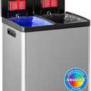iTouchless 60 Liter / 16 Gallon Dual Compartment Kitchen Trash Can & Recycling Bin, Odor Filter, Soft-Close, Hands-Free Step Pedals, 2x 8-Gal Color-Coded Buckets, Smudge-Resistant Stainless Steel