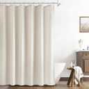 Naturoom Natural Linen Shower Curtain, Country Boho Farmhouse Bath Decor Beige Shower Curtains for Bathroom Neutral Cloth Weighted Textured Fabric Bath Curtain Liner with Hooks, Cream, 72 Inch