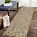 ROYHOME Runner Rug Print Braided Hallway Runner Washable Area Rug, Stain Resistant Non-Slip Farmhouse Printed Textured Carpet Floor Cover for Entryway Bedroom Kitchen, Linen, 2' x 6'