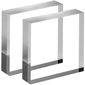 CiaoHER 1in Thickness 4in Square Acrylic Cube Display Block Clear Polished Pedestal Stand Riser Solid Base 4" x 4" x 1", 4 Pack
