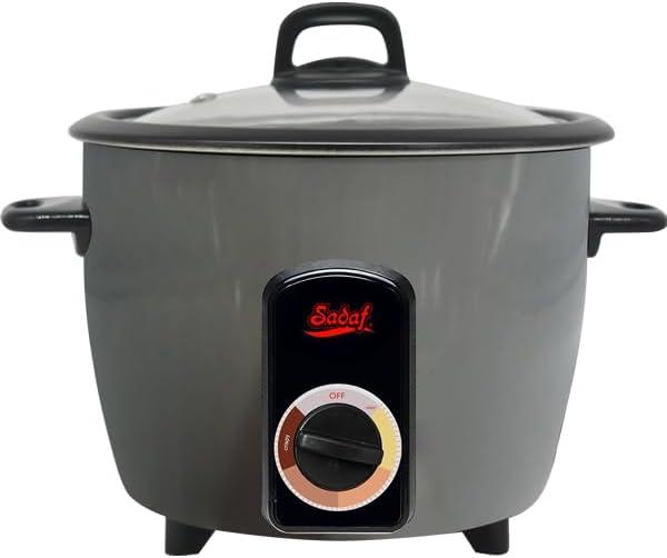 Sadaf One-Touch Automatic Rice Cooker Electric Persian Rice & Tahdig Cooker - Non-Stick Inner Pot & Auto Shut-Off - Easy to Use Rice Maker - Middle Eastern Cuisine - 4 Cups