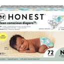 The Honest Company, Clean Conscious Diapers™, Above It All + Pandas, Size NB, 72 Count Club Box