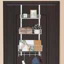 ETELI Over The Door Basket Organizer with 3 Mesh Baskets and 5 Hooks Heavy Duty Pantry Door Organizer Back of Door Storage Rack for Bathroom, Kitchen, Office, White, 5.5"D x 16.5"W x 35.4"H