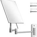 MIRRORVANA Frameless Wall Mount Mirror for Bathroom with 11" Extension Swivel, No Magnification, Rectangular 8.7" x 6.3" Surface, Chrome