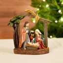 Alupssuc Nativity Set for Christmas Indoor Scene Decoration, Sculpted Hand Painted Nativity Figurines with Manger, Figures Set for Indoor Tabletop Decorations, Colorful
