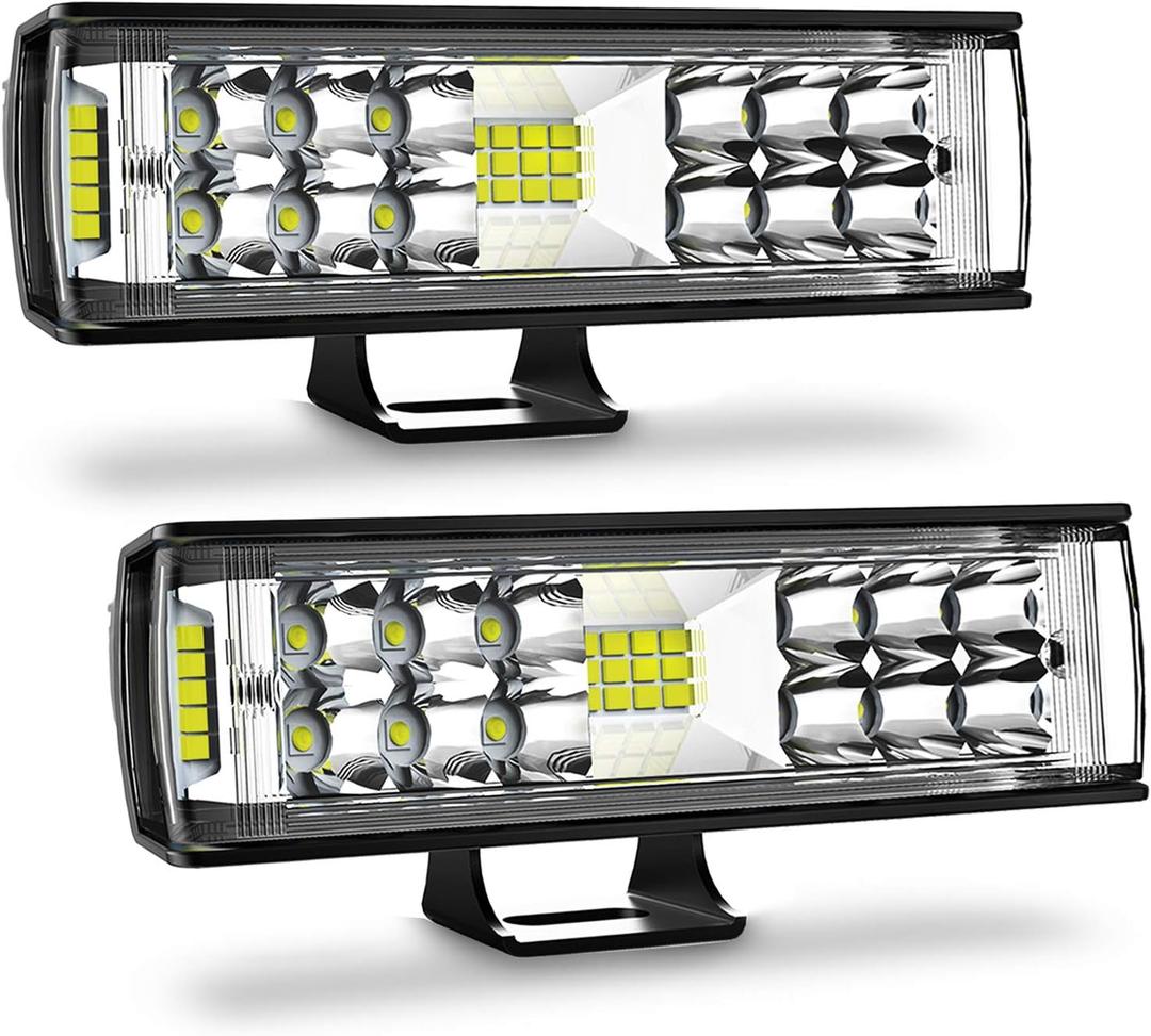 AUTOFEEL Led Light Bar, 7 inch Led Pods Light with 5500LM 6500K White Lighting, 2Pcs 60W Flood Spotlight Fog Beam Combo for Off Road Driving/Night Driving, Compatible with Truck ATV Boat SUV Motorbike