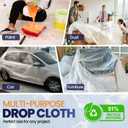 6 Pack 12 x 9 ft Extra Large Painter's Drop Cloth - Light & Durable Dust Cover - Clear Plastic Sheet - Paint Drop Cloth - Plastic Floor Protector (0.4 Mil - 6 Pack)