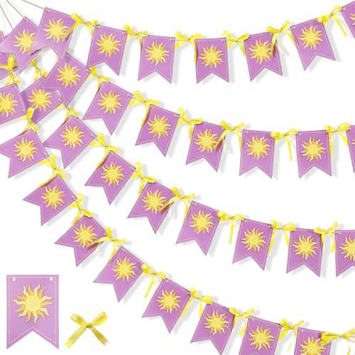 TaoBary Purple Sun Flag Banner Purple Sun Hanging Bunting Banner Flag String Bunting Garland for Wedding Lavender Photo Props Birthday Party Decoration (Fishtail)
