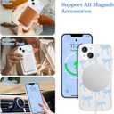 UEEBAI Magnetic for iPhone 15 Plus Case & iPhone 14 Plus Case, Bow Case Compatible with MagSafe, Wireless Slim Clear Phone Cover Anti-Yellowing Shockproof Protective Cover for Women Girl - Baby Blue