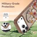 DOMAVER for iPhone 17 Pro Case, Magnetic Phone Case iPhone 17 Pro [Compatible with MagSafe] Slim Fit Flowers Floral Design Shockproof Protective Bumper Women Men Girls Boys Cover, Spring-Brown