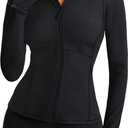 Waitfairy Zip Up Jackets for Women Yoga Gym Top Running Workout Jackets for Woman Track Jacket Women with Thumb Holes (Small, Black)