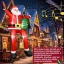 8 FT Music Christmas Inflatable with LED Lights & Music Box, Long Leg Hanging Santa Claus with Gift Bag, Music Blow Up Decoration for Roof Window Wall Yard Outdoor Xmas