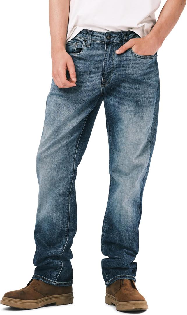 Buffalo David Bitton Mens Relaxed Straight Leg Driven Jean with Stretch Fabric (34W x 32L, Authentic and Sanded Indigo)