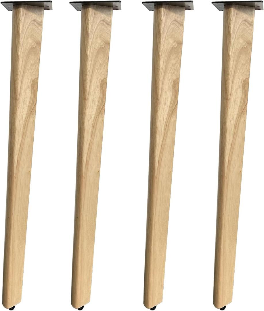 QLLY 28 inch Slant Wooden Table Legs, Solid Wood Angled Desk Legs, Furniture Legs, Set of 4, Easy to Install - Perfect for DIY Dining Tables, Coffee Tables, and Benches (Natural, 28")