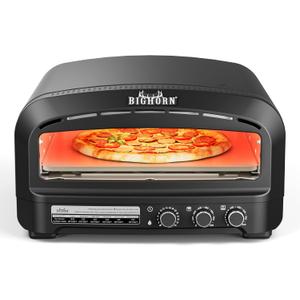BIG HORN Pizza Oven Indoor, 14" Electric Countertop Pizza Oven with 6 Modes, Heats up to 850F Pizza Maker, Flip-Up Design Pizza Cooker for Home Kitchen, Restaurants, Parties