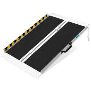 Portable Wheelchair Ramp 3FT, Non-Slip Aluminum Folding Handicap Ramp for Home Steps, 600LBS Capacity Threshold Ramp for Doorways, Stairs, Scooters