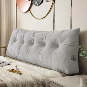 Dorm Headboard Pillows Twin XL Wedge Headboard Pillow Long Backrest Positioning Support for Daybed Reading Backrest Pillow with Side Pockets College Dorm Headboard (Twin Size:39.4x15.7x5in, Gary)