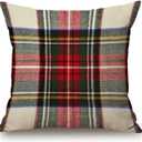 Plaid Pillow Cover 18x18 Inch, Scottish Tartan Red and White Wool Plaid Pattern Symmetric Square Print Double Sided Decorative Pillow Case Throw Pillows Cover (Sl223)
