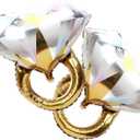 2Pcs Diamond Ring Aluminum Balloon,Wedding Bridal Shower Marriage Engagement Party Supplies