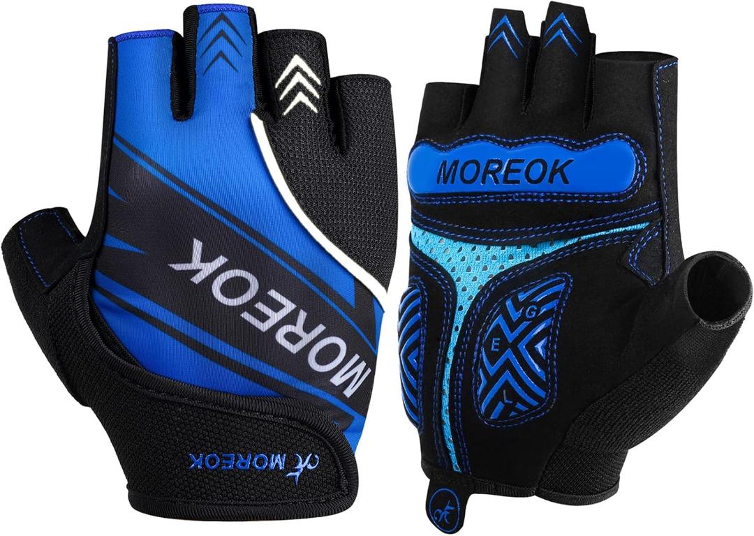 BIKINGMOREOK Mountain Bike Cycling Gloves for Men Women, Half Finger Workout Sports Road Biking Bicycle Gloves with 5MM Anti-Slip Gel Pads (X-Large, Blue) BIKINGMOREOK Mountain Bike Cycling Gloves for Men Women, Half Finger Workout Sports Road Biking Bicycle Gloves with 5MM Anti-Slip Gel Pads (X-Large, Blue)